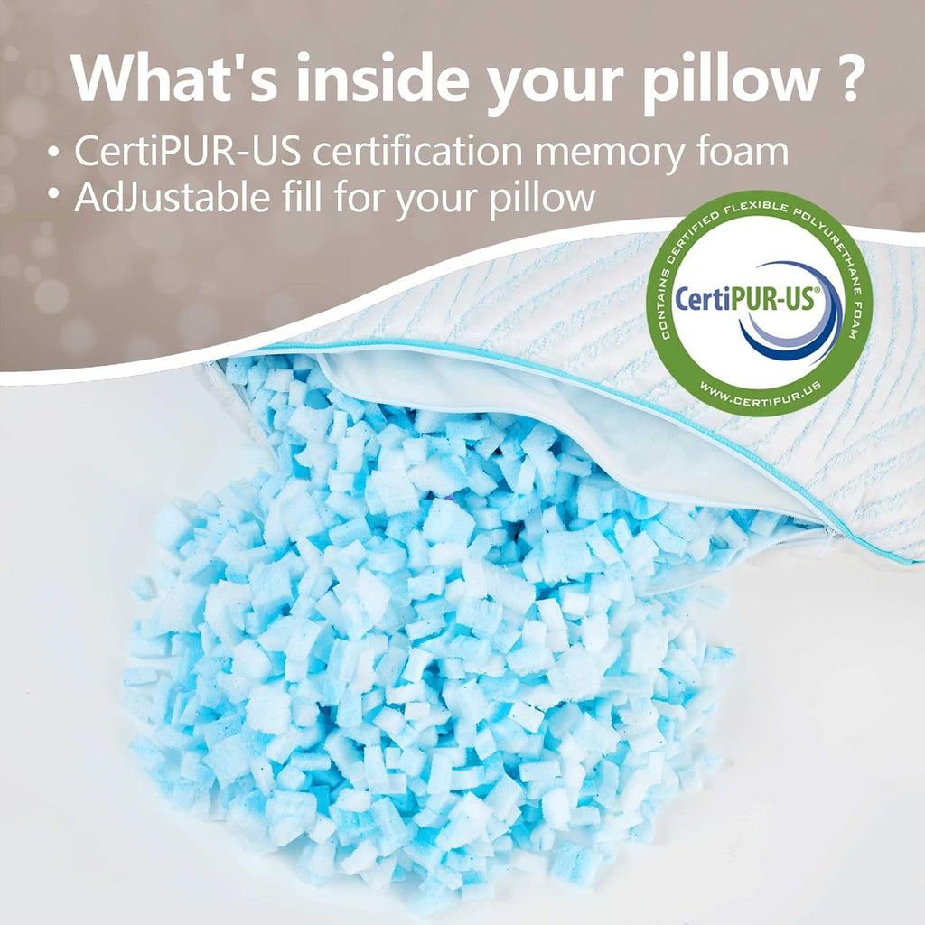 Pillows King Size Set of 2 Cooling Memory Foam Pillows | Pillows for Sleeping Adjustable Medium Firm Back and Side