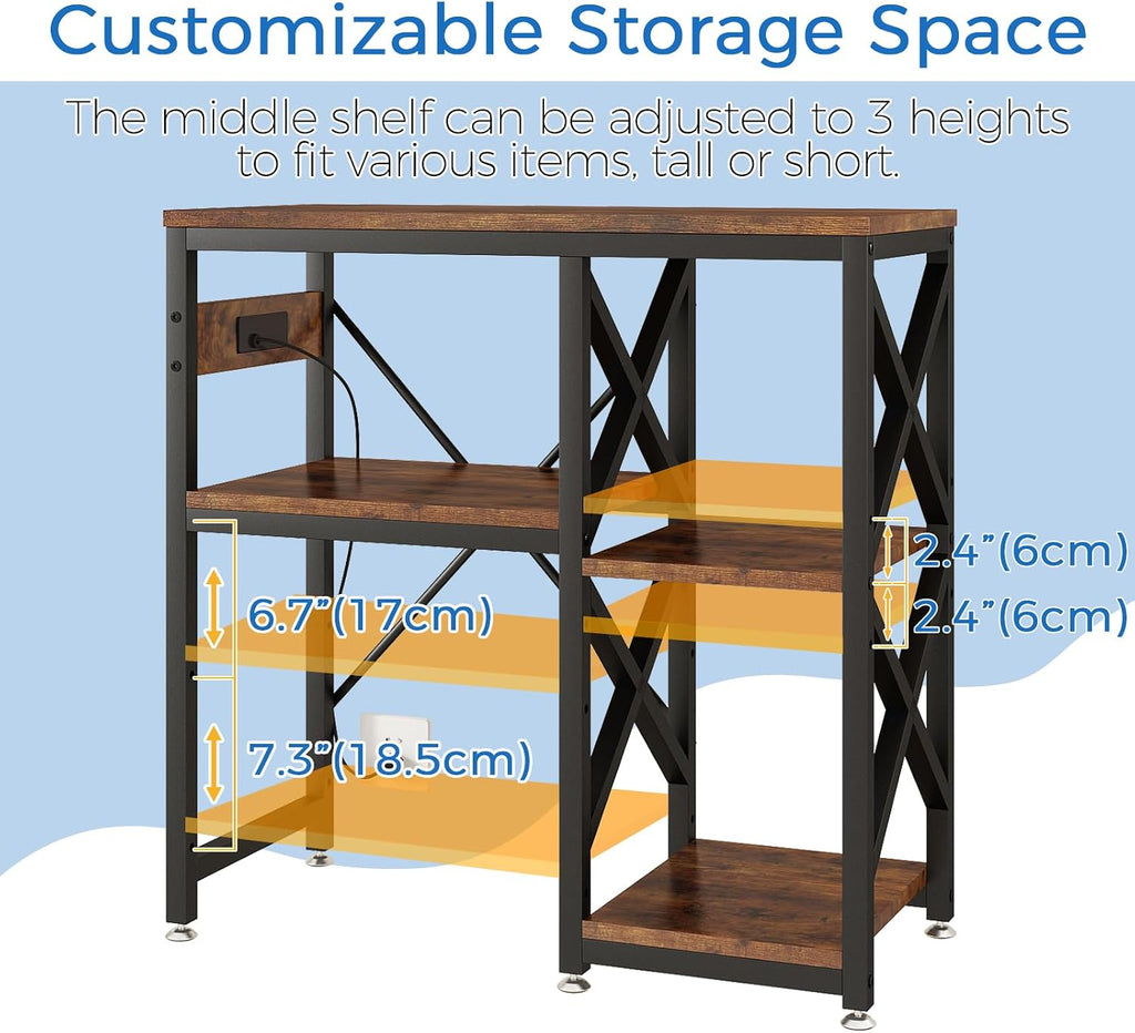 20-29-37 Gallon Fish Tank Stand with Power Outlet, Adjustable Shelf