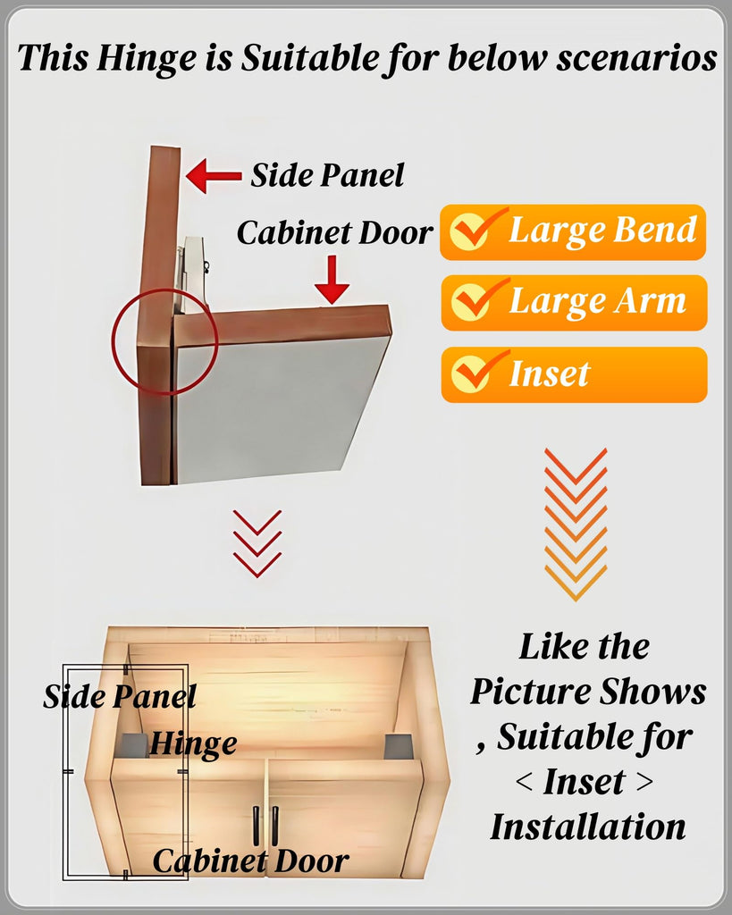 Inset Cabinet Hinges, 304 Stainless Steel 4 Pack Soft Close Hidden Hinge Set, Quick-Release, Cooper Core Hydraulic