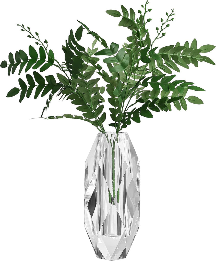 Crystal Vase for Flowers 12", Multi-Faceted Design Vase Christmas Decorations Wedding or Gift, Transparent Color with