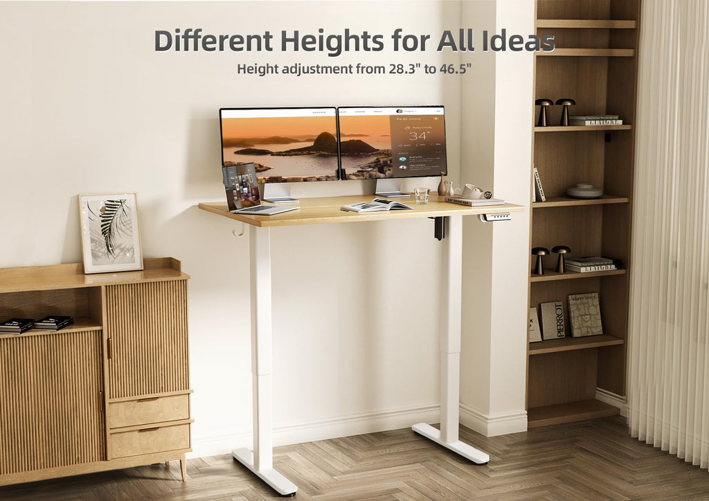 Electric Height Adjustable Standing Desk, 40x24 Inch, Bamboo