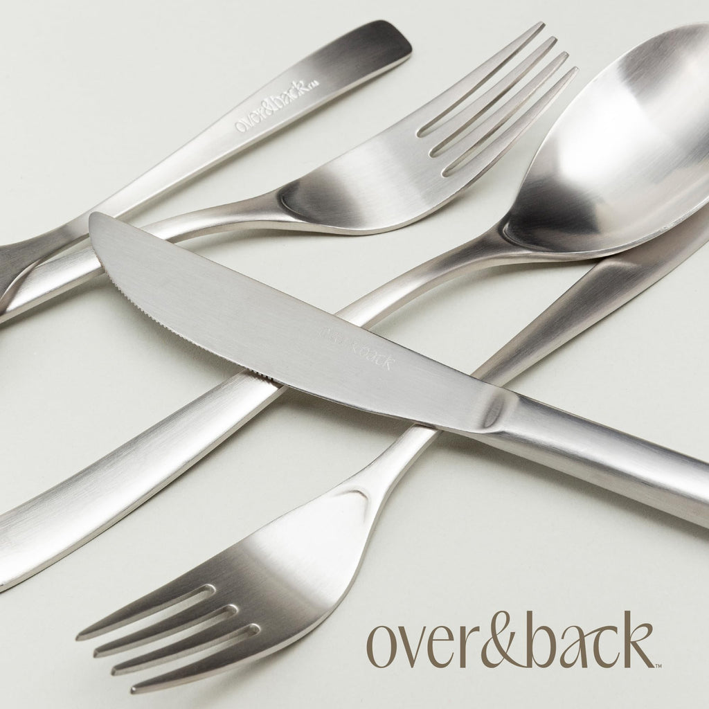 20pc Curved Flatware Cutlery Set - Comes with 4 Dinner Forks, 4 Salad Forks, 4 Dinner Knives, 4 Dinner Spoons, and 4