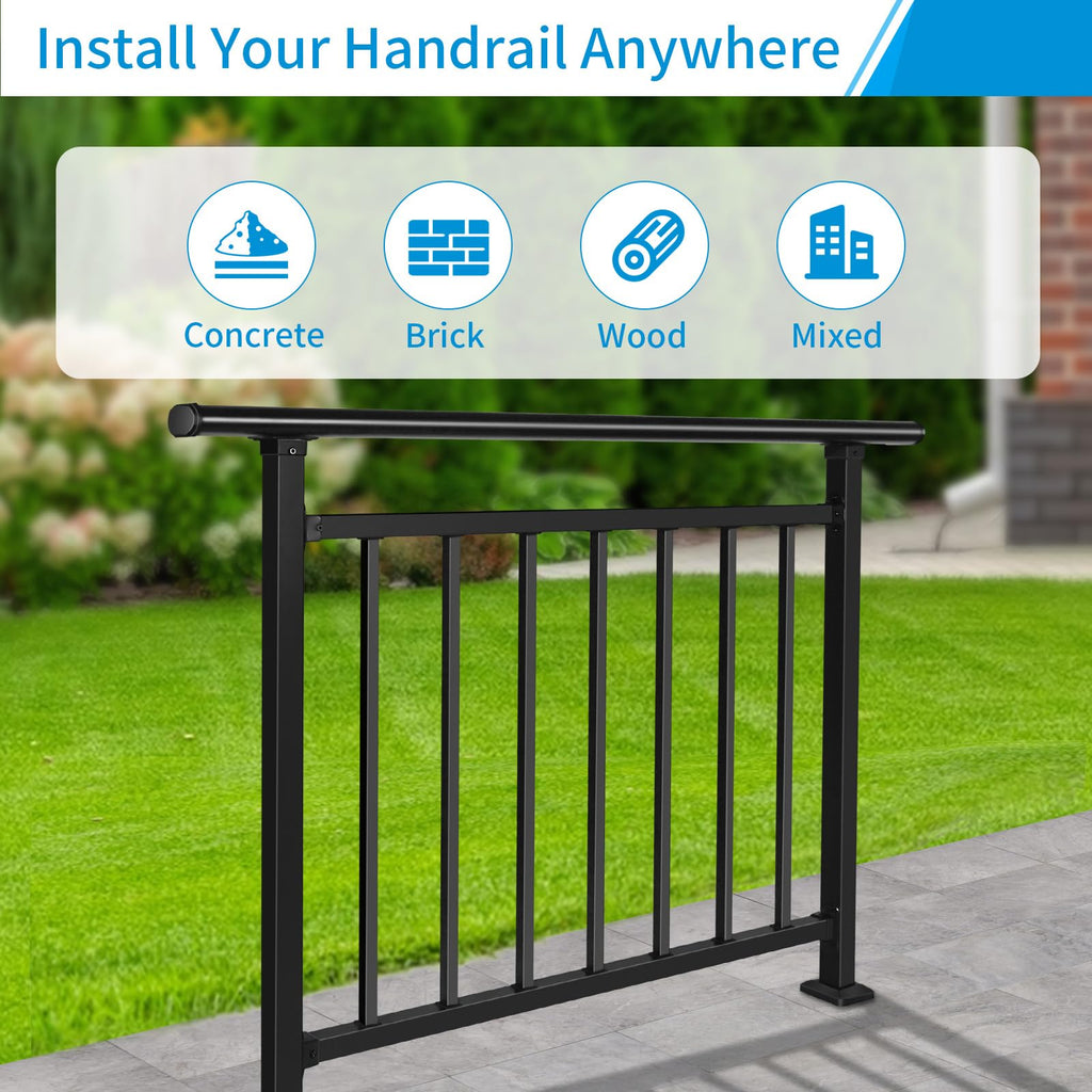 Horizontal 40" H x 48" W Deck Railing Kit, Black Wrought Iron Rail