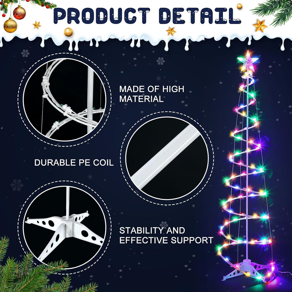 6 Pcs LED Spiral Christmas Tree Lights Plug in Outdoor, Colorful