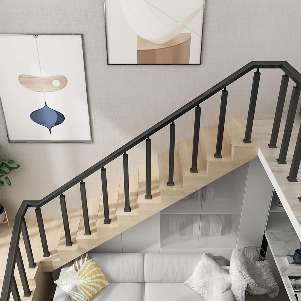 34/36/38/40/42in Stair Railing Posts, Indoor Outdoor 270°Adjustable Metal Baluster Post, Staircase Balusters with
