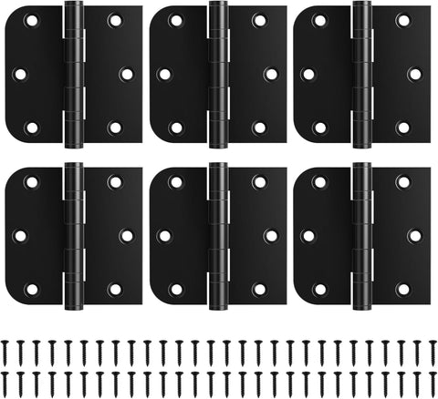 Ball Bearing Door Hinges, 3.5 x 3.5 Inches Black Front Door Hinges, Heavy Duty Stainless Steel Hinges