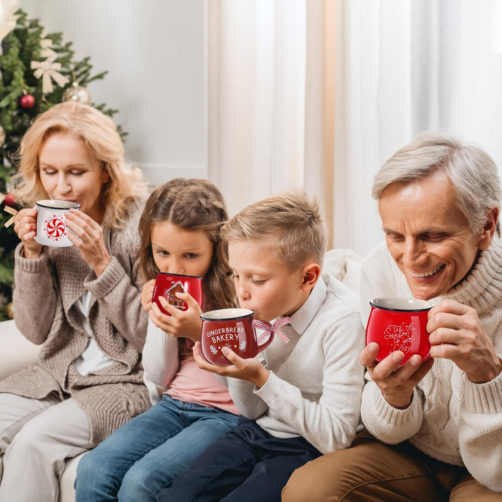 6 Set Christmas Coffee Mugs, Holiday Gift, Chic Style