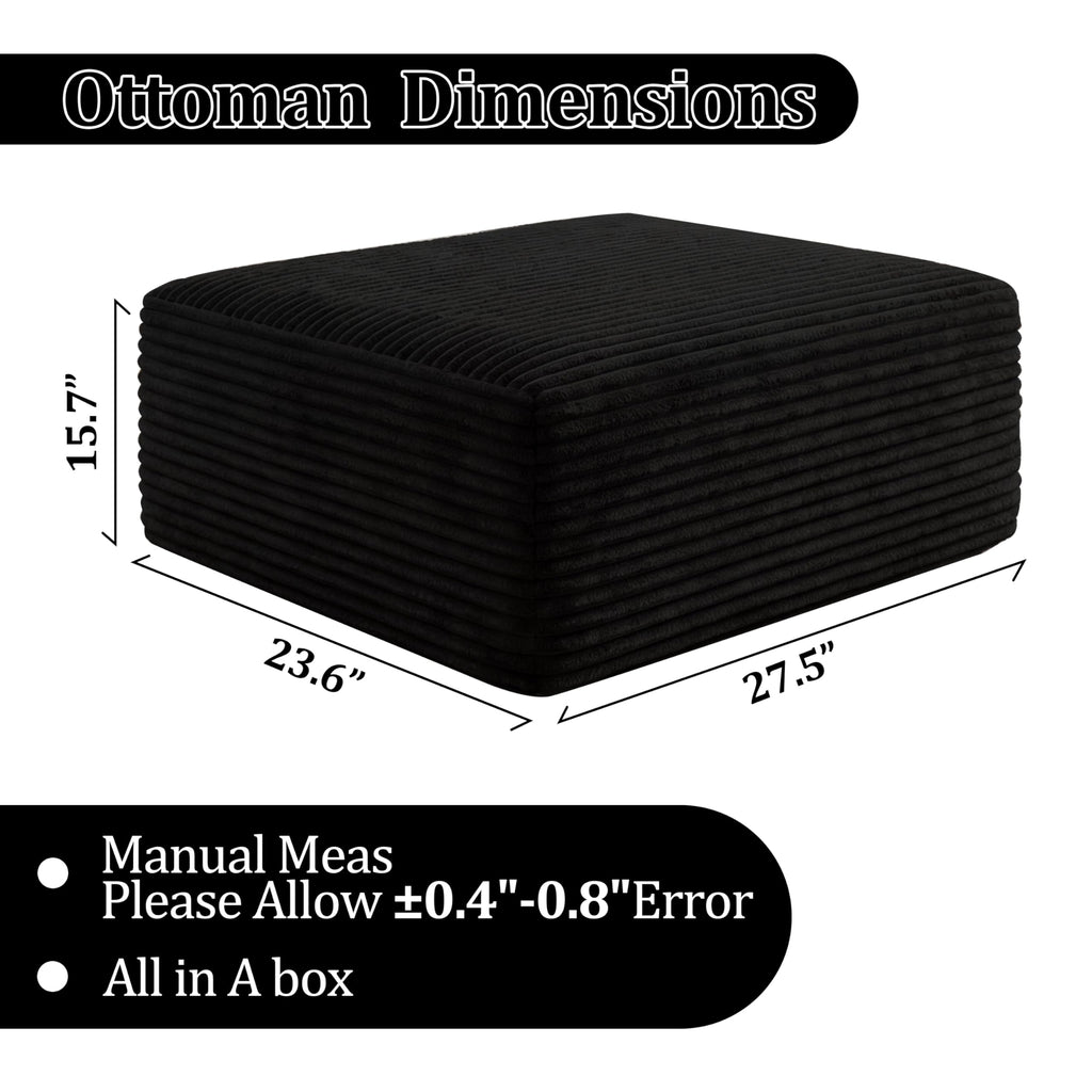 Boneless Ottoman, Modern Corduroy Cloud Foot Rest Foam Support, Oversized Modular Sectional Sofa Stool & Small