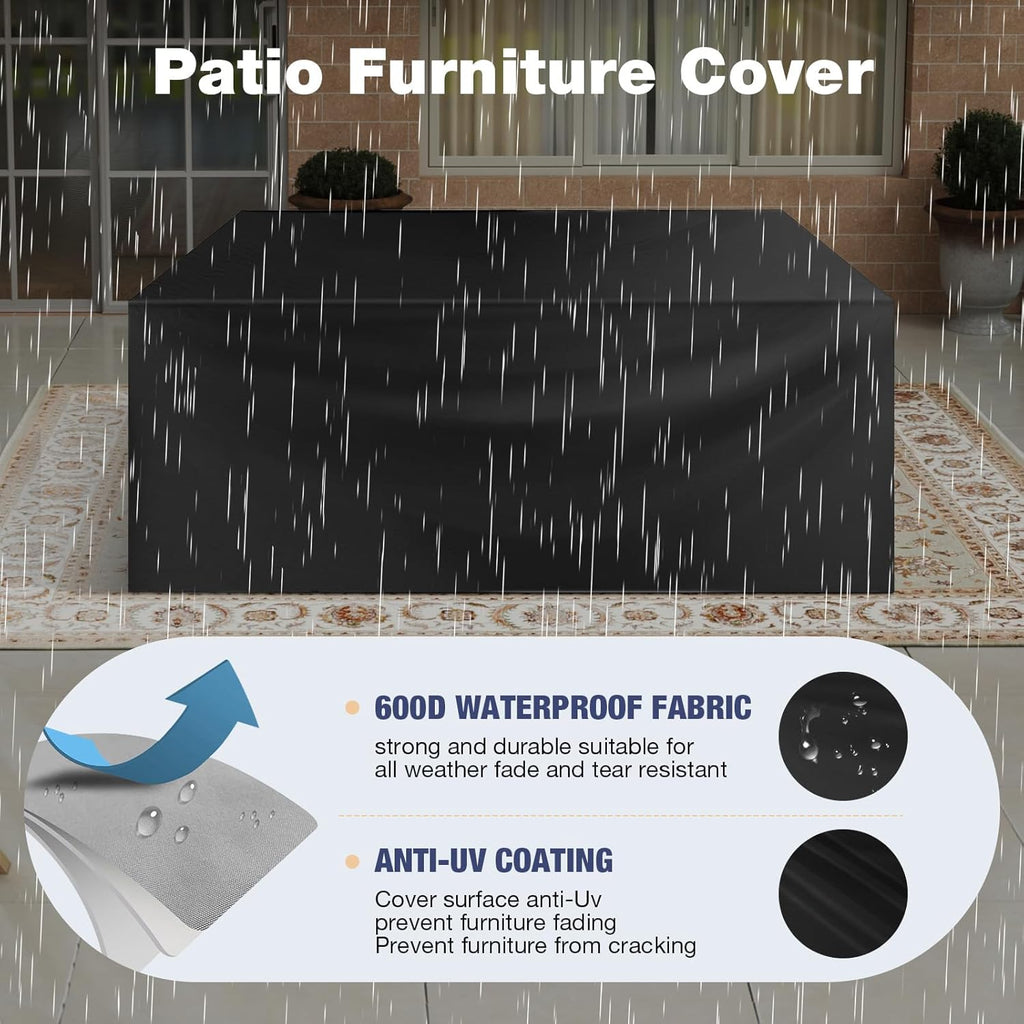 Aluminum Patio Furniture Set 7 Seats, Oversized Outdoor Sectional with Washable Thick Cushions, Coffee Table, Patio