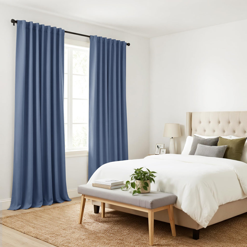 Blackout Curtains Thermal Insulated Window Treatment Panels Room Darkening Blackout Drapes Back Tab/Rod Pocket