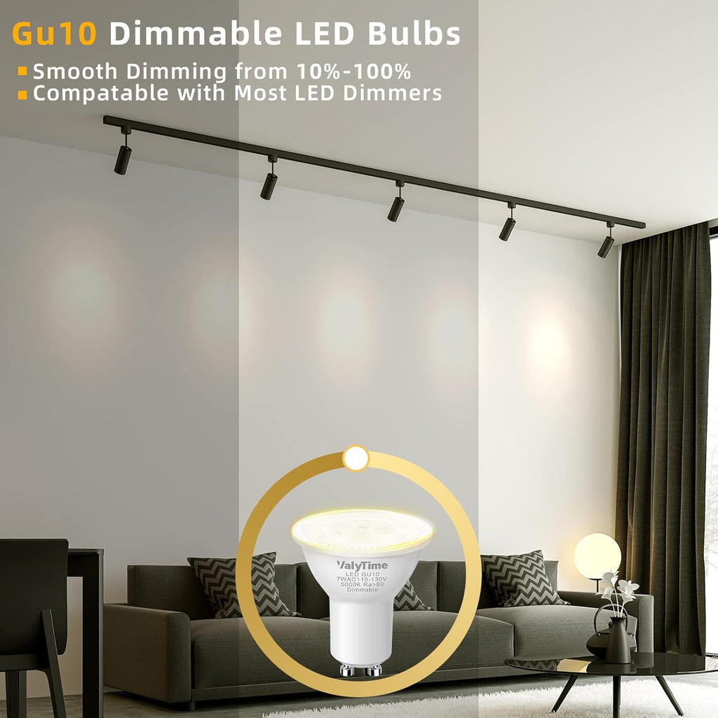 Dimmable GU10 LED Bulbs 7W(50W -60W-75W Equivalent) GU10 Light Bulbs Gu10 Shape Halogen Replacement Bulb 38°120V