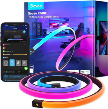 LED Neon Rope Lights, 10ft Gaming Lights for Gaming Desks | LED Strip Lights Syncing with Razer Chroma, Support