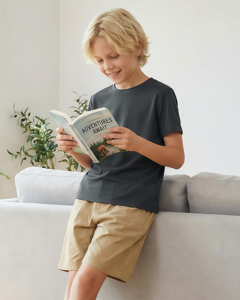 5 Pack Boys Shirts Short Sleeve Boys Tshirts Kids T-Shirts Tees Clothes Summer Tops (Fits Small, Size Up)