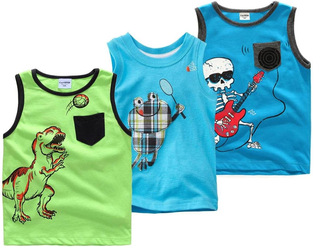 Toddler Baby Boys Tank Soft Cotton Sleeveless Top Undershirts Pack of 3