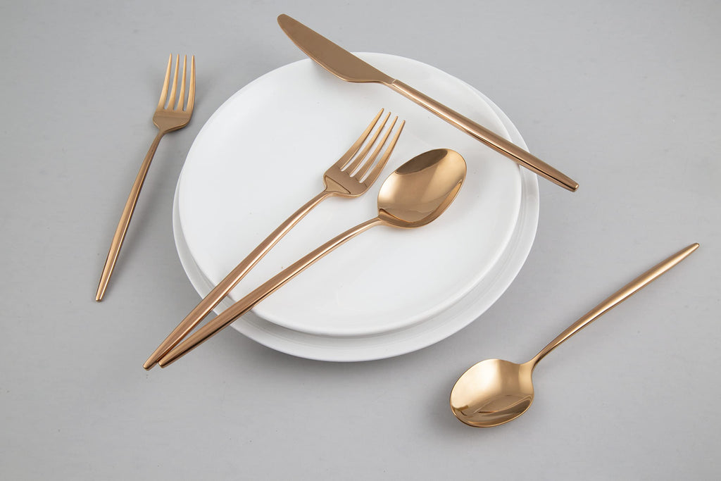 Gaze Copper Mirror 20 Piece Flatware Set, Service for 4