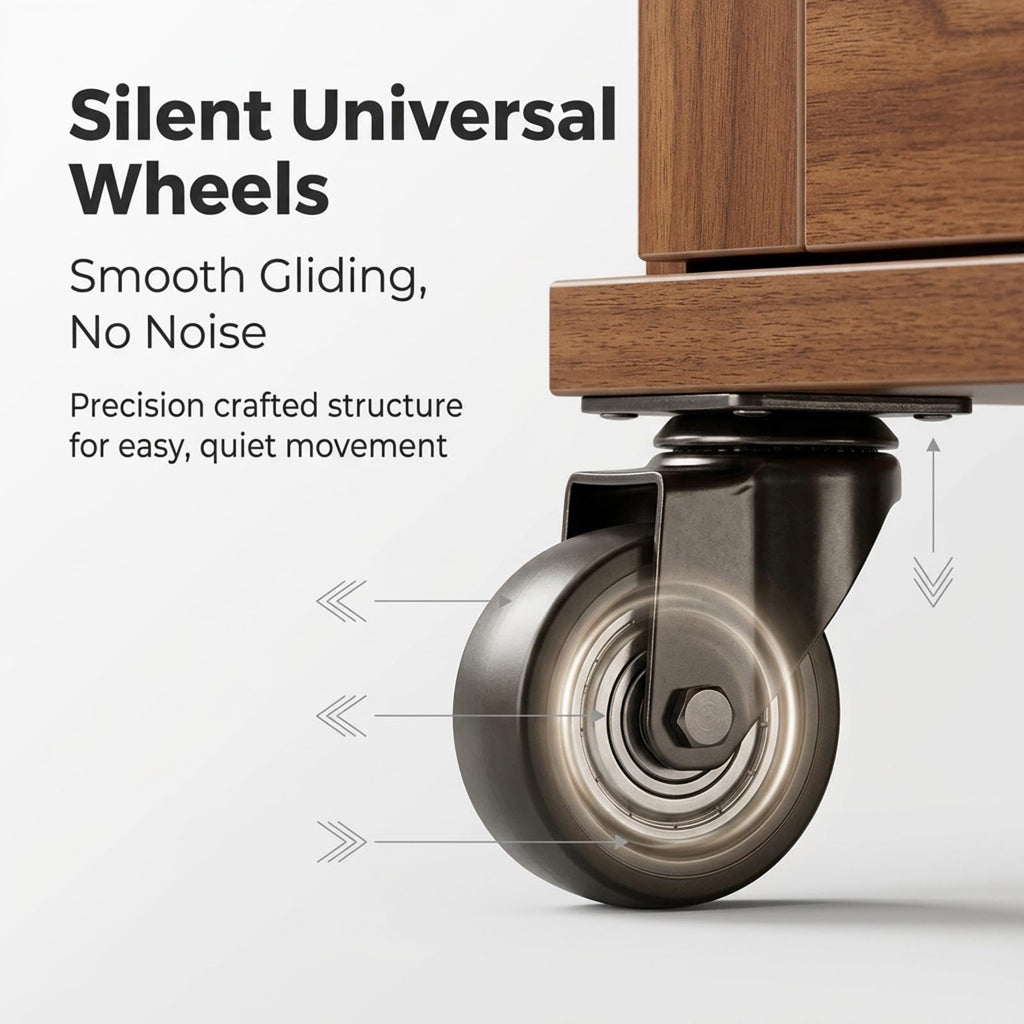 Walnut Wood Audio Rack With Tempered Glass Door, Solid Wood Cabinet