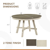48 Inch Dia. Modern Round Dining Table, Wooden Kitchen Table, Seats for 4 People, Space Saving, for Kitchen, Dining