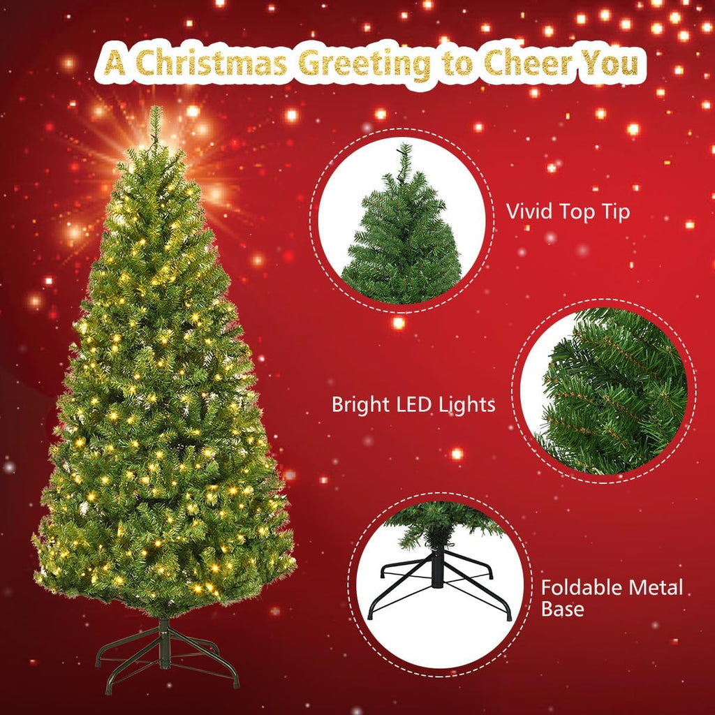 4 FT Pre-lit Christmas Tree, Artificial Holiday Xmas Tree