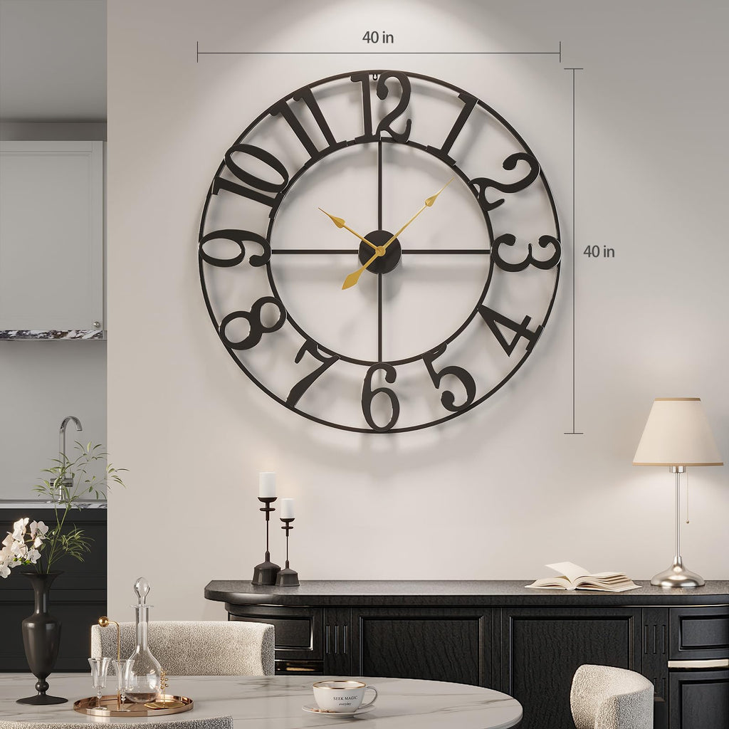 Extra Large Wall Clock 40 Inch Black Metal Clock