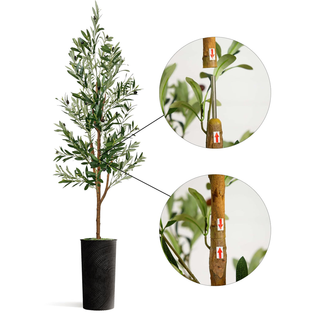 Artificial Tree in Optional Designed Pot, Fake Olive Silk Tree for Indoor and Outdoor Home Decoration - 68" Overall