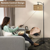 Arc Floor Lamp with Remote Control,Farmhouse Boho Floor Lamps with 3 Color Temperature