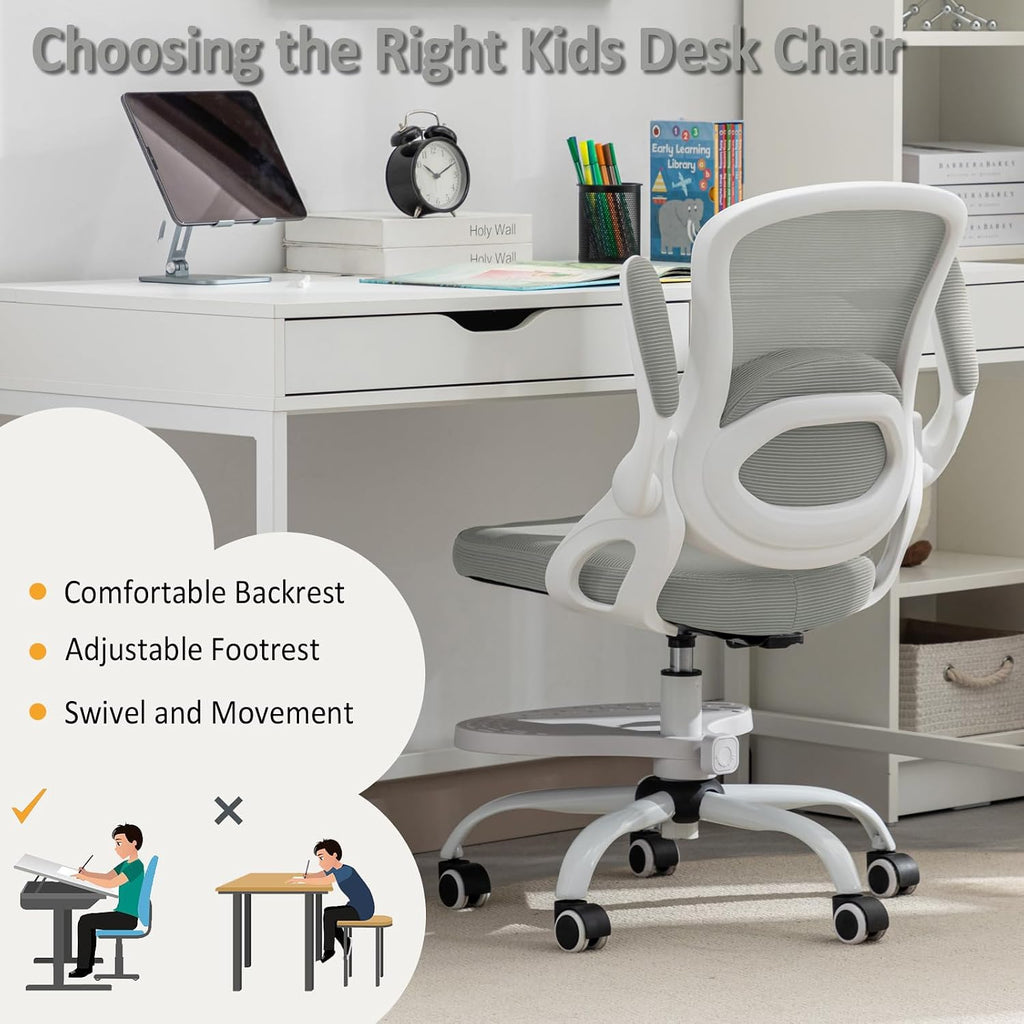 Kids Desk Chair,Ergonomic Study Chair with Adjustable Height,Swivel Mesh Desk Chair with Wheels,Home Office Chair