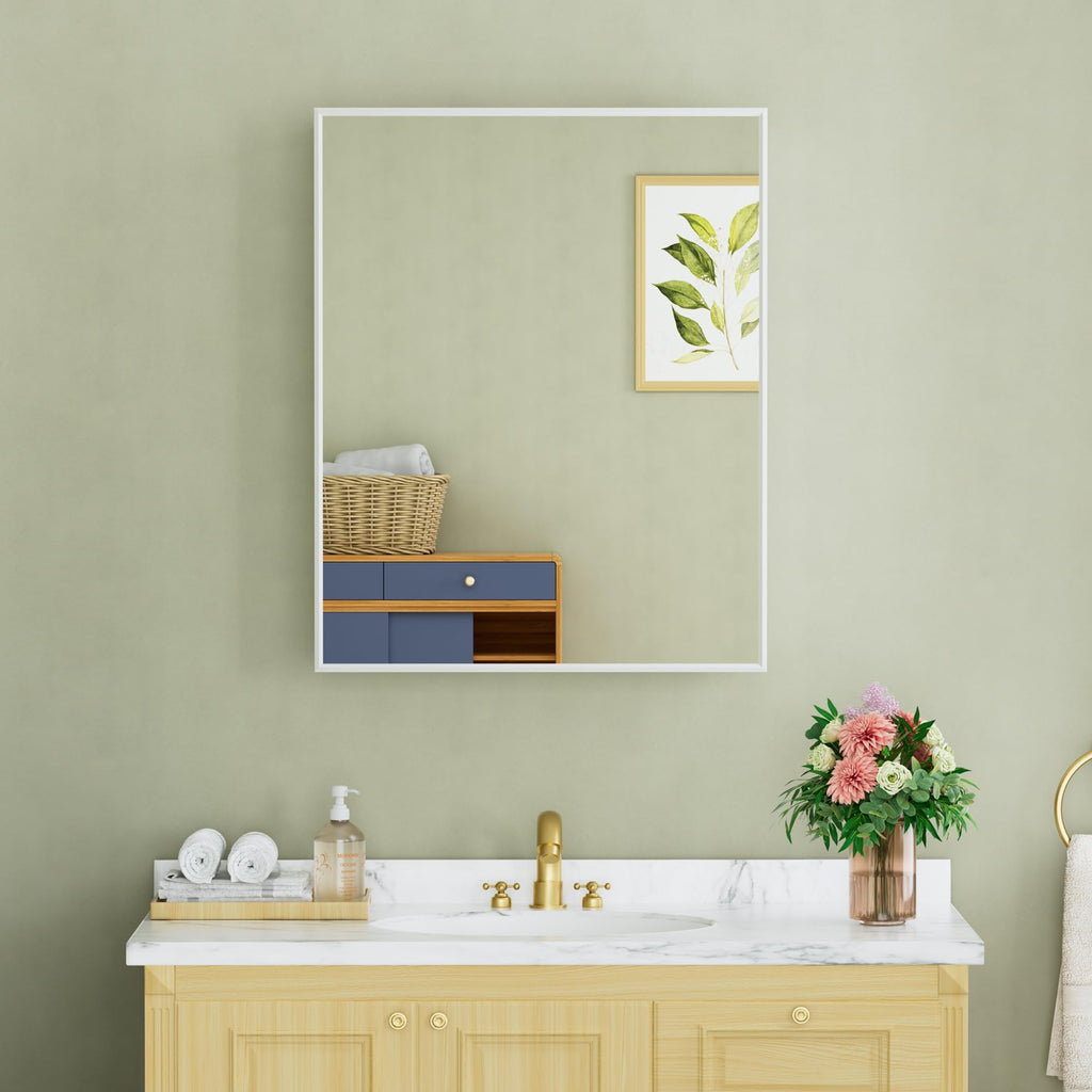 24 x 30 Inch Framed Medicine Cabinet Mirror, Recessed/Wall Mounted