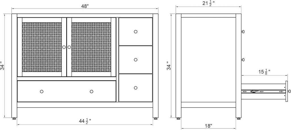 Alaterre Furniture Lucca Bathroom Vanity - Freestanding Cabinet Without Sink