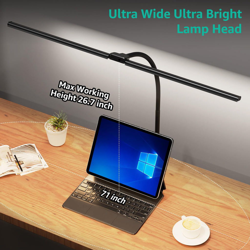 LED Desk Lamp, 4000K Neutral White Double Head Architect Task Lamps with Clamp, Dimmable Adjustable Flexible,Black