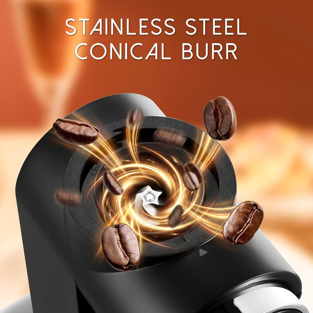 Conical Burr Coffee Grinder Electric, Touch Panel Burr Coffee Grinder with 30 Precise Settings, Compact Coffee Bean