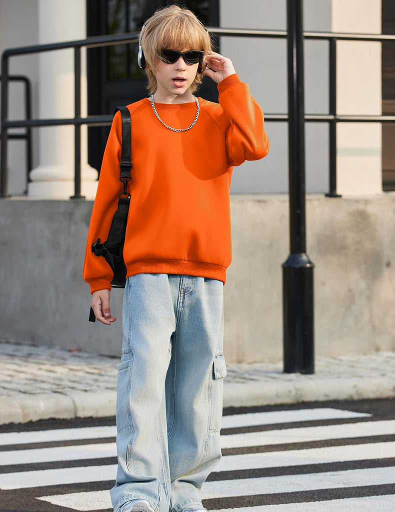 Boys Crewneck Sweatshirts Long Sleeve Fleece Pullover Lightweight