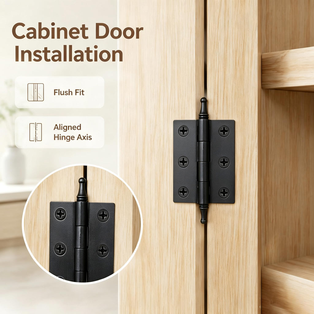 2 Inch Folding Butt Hinges, Matte Black, 2Pcs