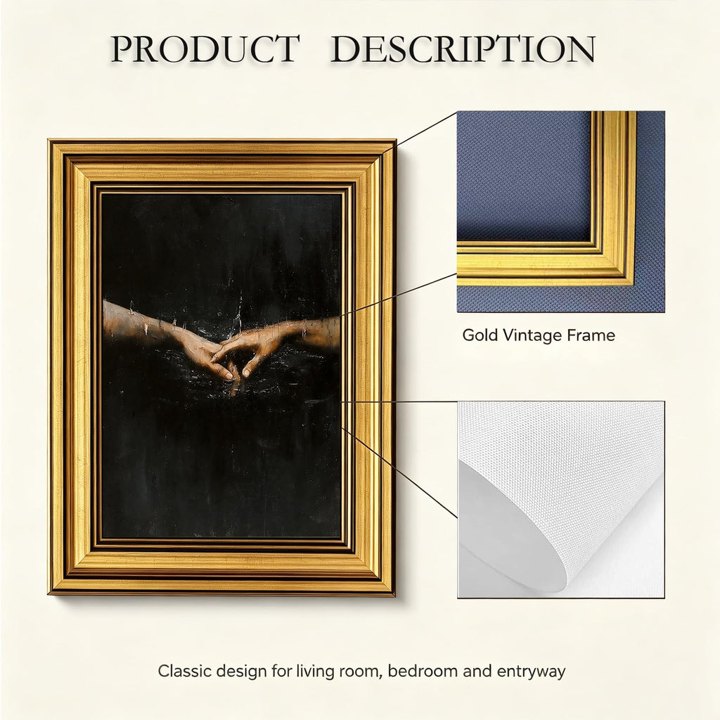 Gothic Holding Hands Wall Art Dark Academia Canvas Prints
