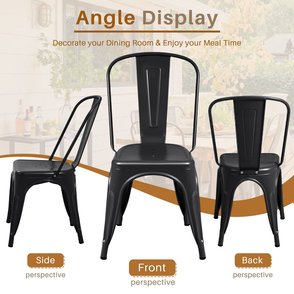 Metal Dining Chair Indoor-Outdoor Use Stackable Classic Trattoria Chair Chic Dining Bistro Cafe Side Metal Chairs Set
