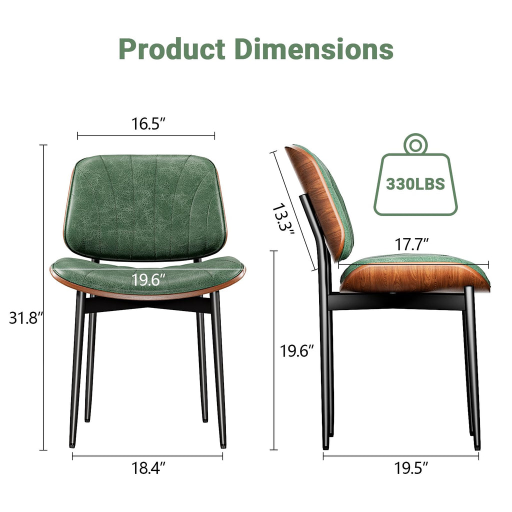 Dining Chairs Set of 4, Mid Century Modern PU Leather Kitchen Chairs