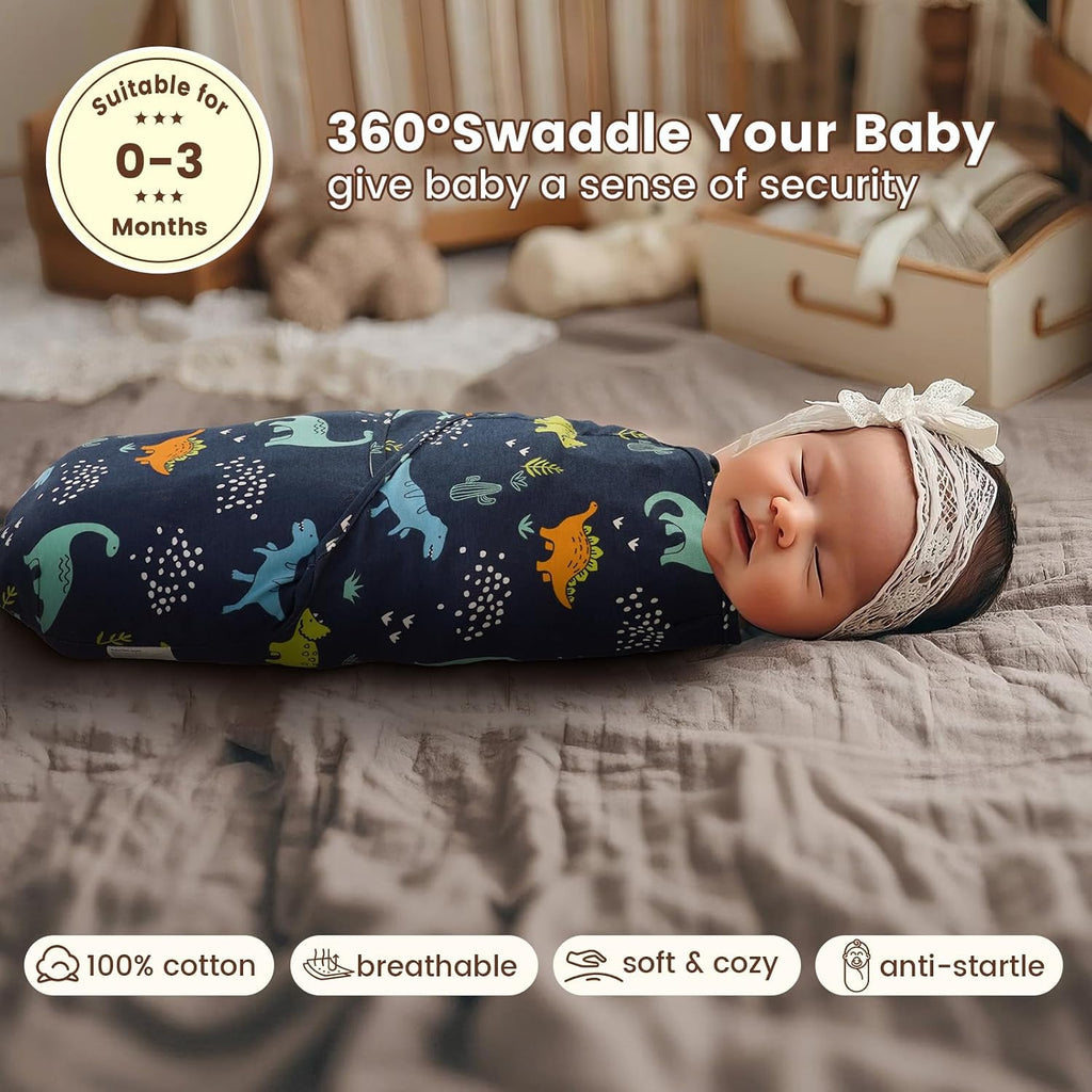 100% Cotton Baby Swaddle Sleep Sacks for Newborn, 3 Pack Soft Breathable Baby Swaddle Sack 0-3 Months for Boys Girls