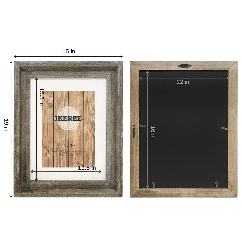 12x16 Rustic Picture Frames, Poster Frame with Farmhouse Shabby Chic Design, Photo Frames with Plexiglass Front for