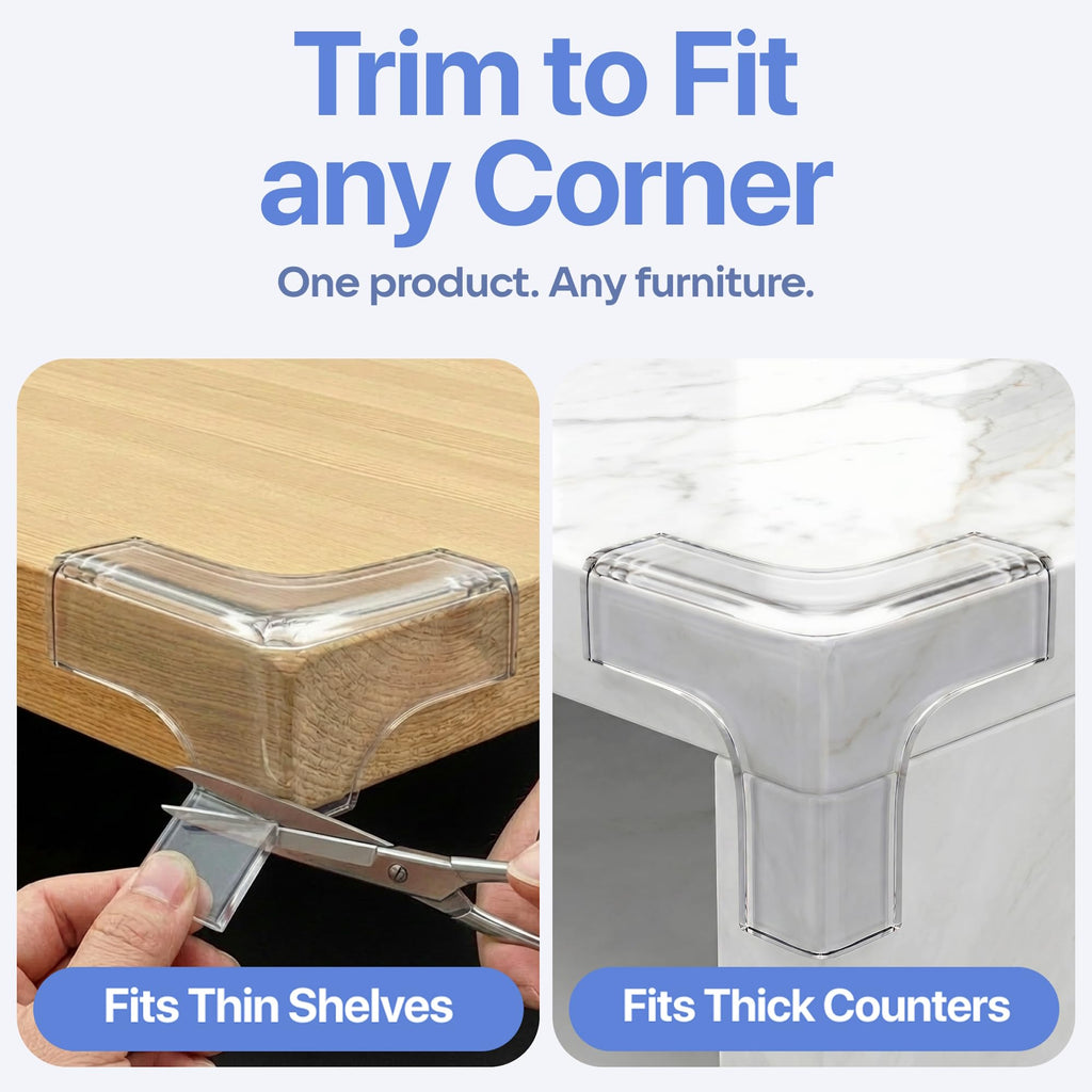 Furniture Corner & Edge Safety Bumpers, 16ft Edge Protector & 4 Clear Corner Protector Baby Proofing. Clear Corner