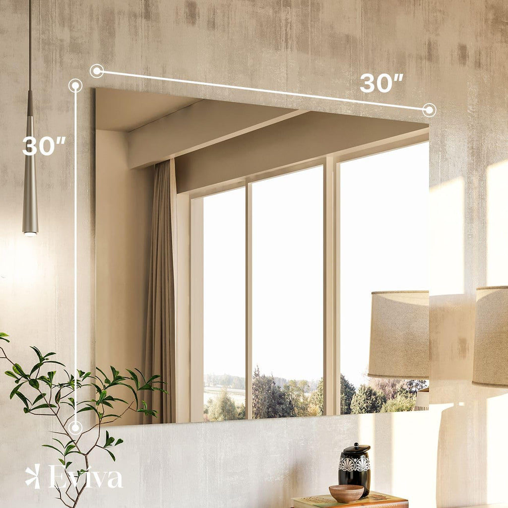 Sleek 30" x 30" Square Frameless Mirror