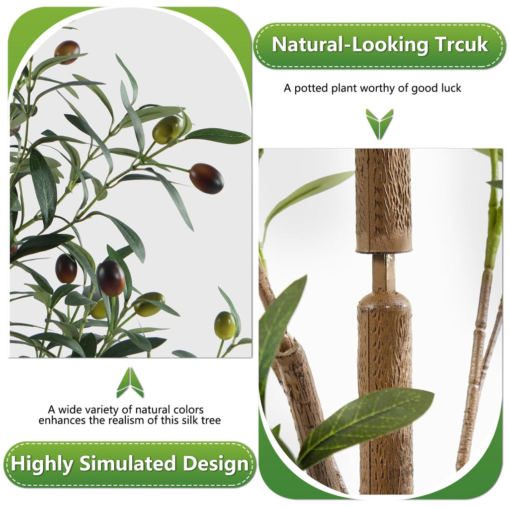 4Ft Artificial Olive Tree with Moss & Basket - Indoor Tall Faux Olive Tree in Planter, Large Fake Olive Silk Tree