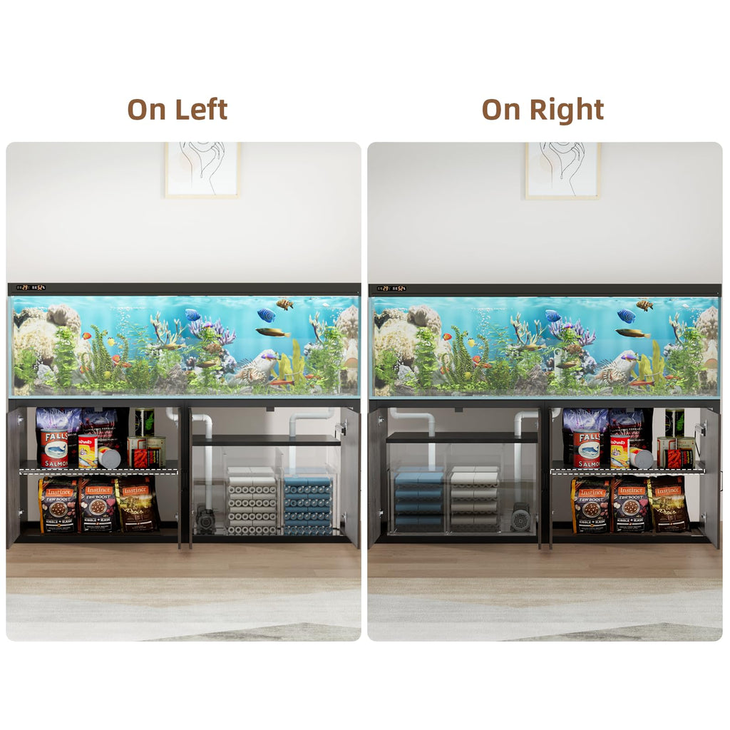 125-150 Gallon Fish Tank Stand with Power Outlet & Cabinet, Grey