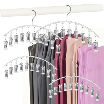 Legging Hangers for Closet Organizer, Hat Hangers for Closet 4 Pack with 10 Clips Holds 40 Leggings, Legging Hanger