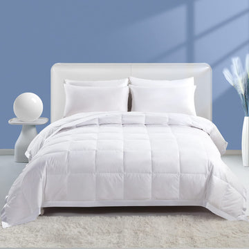 Feather Down Blanket California King Size, Extra Lightweight Summer Comforter, Noiseless & Ultra Soft Thin Bed