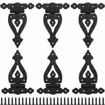 6 Pack Antique Cast Iron Heavy Duty T Hinges for Gates 5.3 Inch