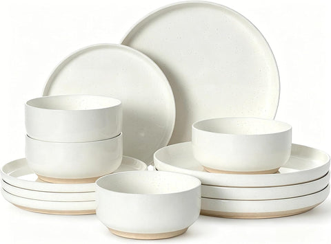 Plates and Bowls Sets, Dinnerware Sets for 4, 12 Pieces Scratch Resistant Dishware Dishes Set