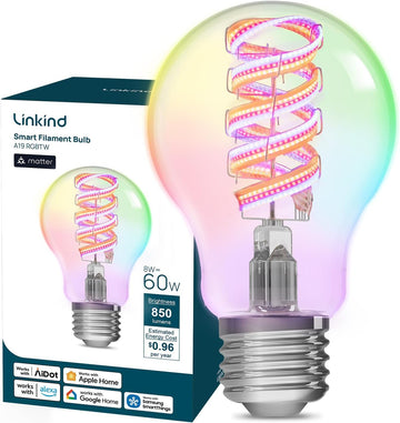 Matter Smart Light Bulbs, Works with Alexa/Apple Home/Google, 1Pack