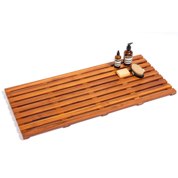 40"x18" Extra Large Teak Shower Mat, Non‐Slip Solid Wood Bath Mat