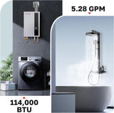 CZ480NG 5.28GPM Condensing Tankless Water Heater, 0.86 UEF High Efficiency Instant On-Demand Hot Water