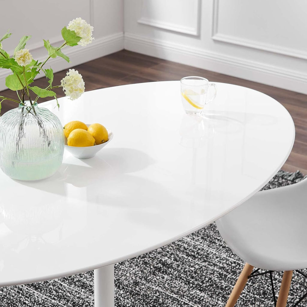 Inspired Tulip Style Oval Pedestal Dining Table — White, 60″ Oval