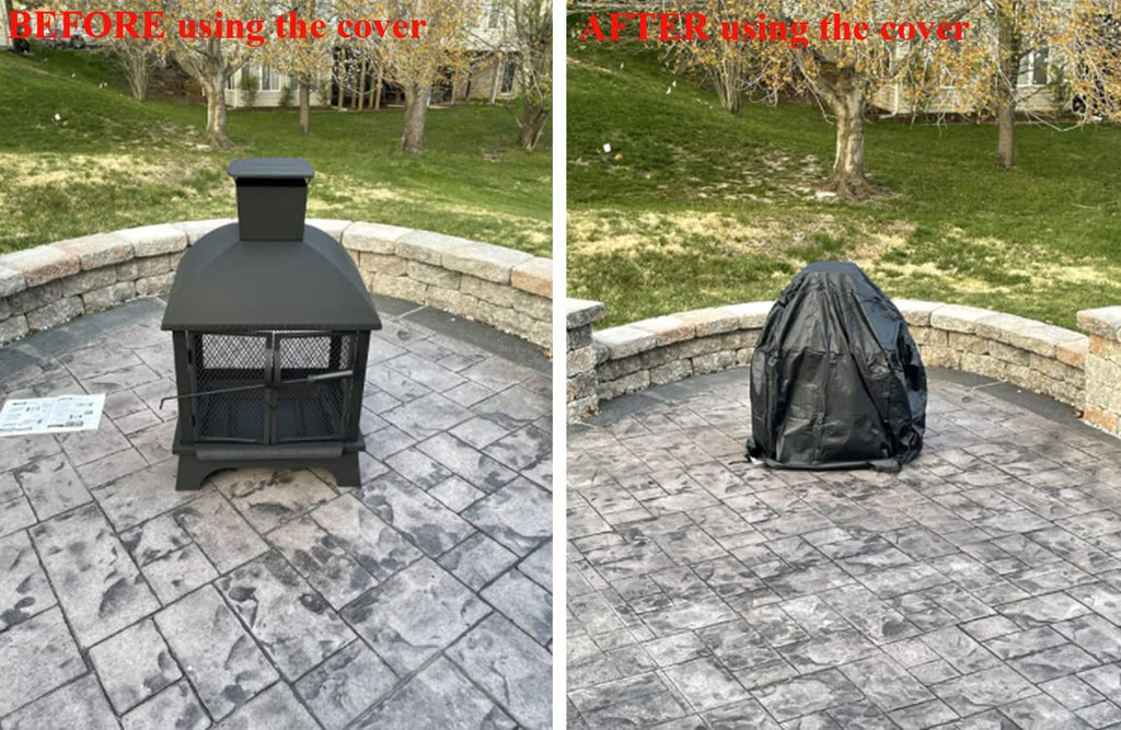 Outdoor Steel Patio Fireplace Cover Waterproof 420D Oxford Square Hexagon Pagoda Fire Pit Fireplace Dust Covers with